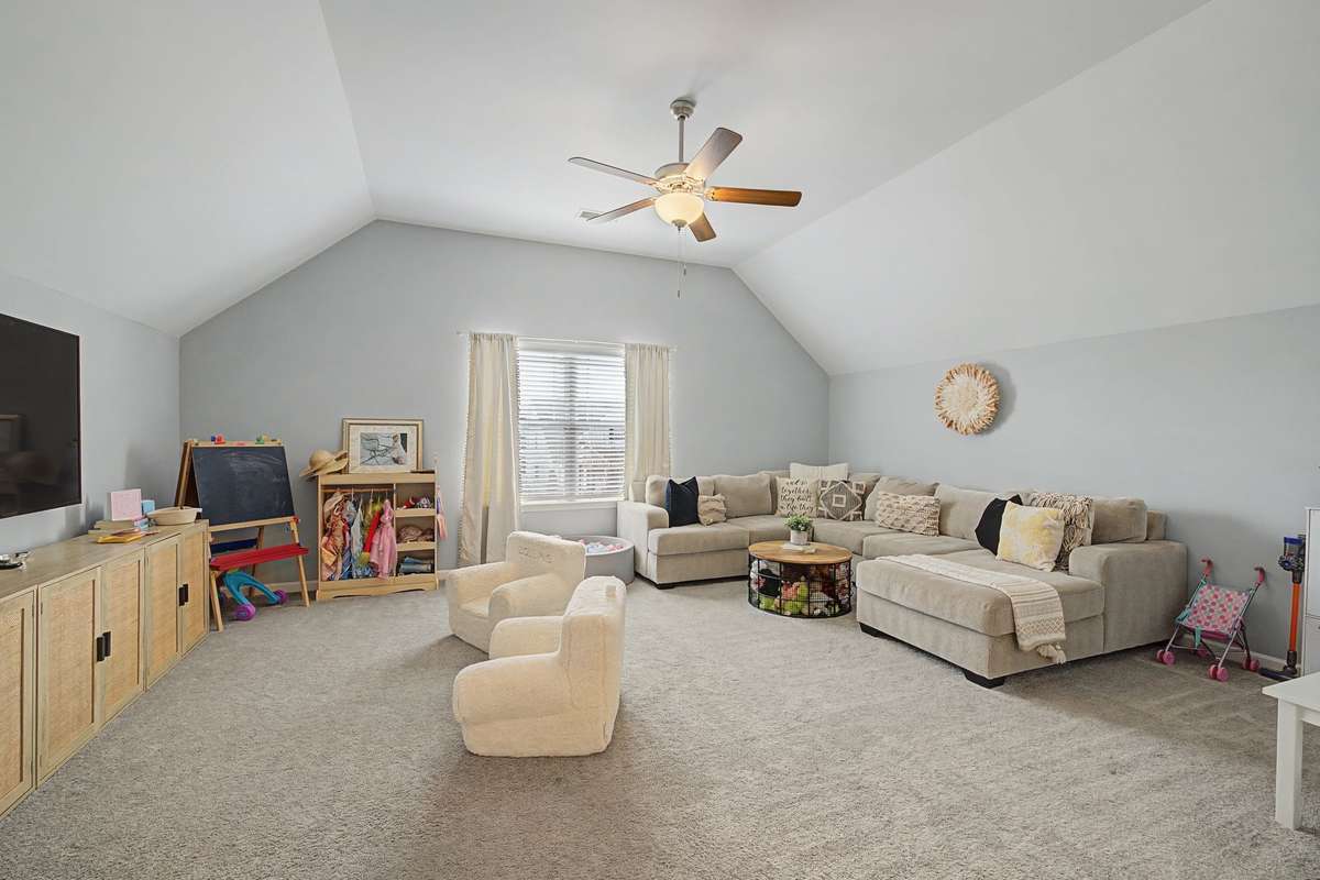 Bonus Room Upstairs with Raised Ceiling and Ceiling Fan