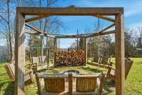 Fire Pit sitting area! All made from milled lumber from the property!