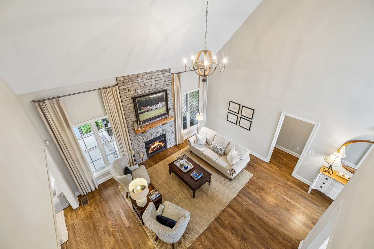 Overlook of the living room from second floor