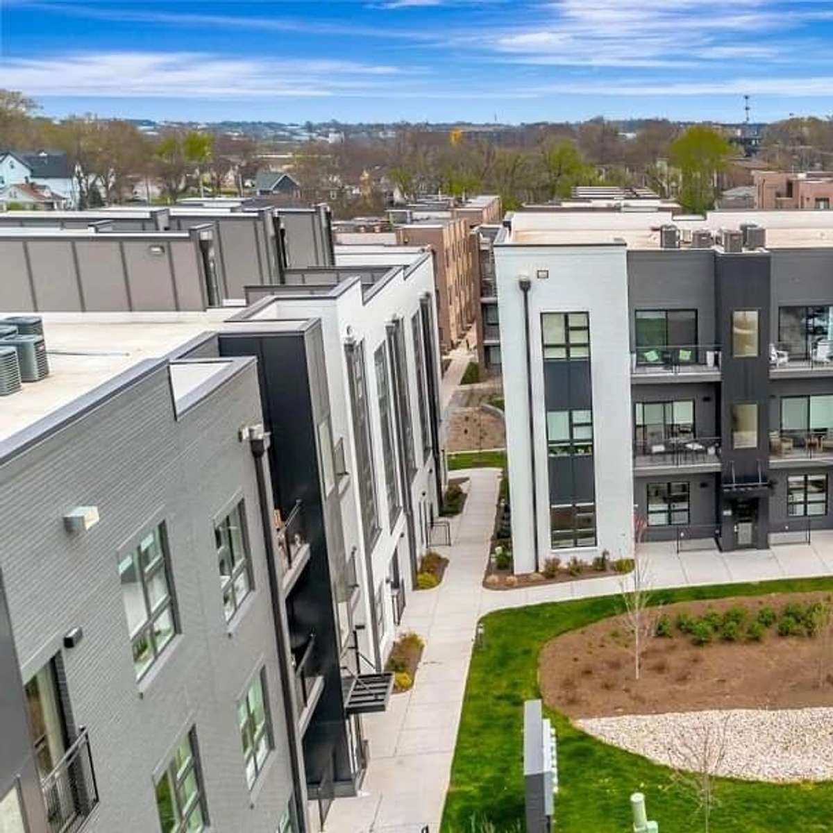 Drone view of the building.