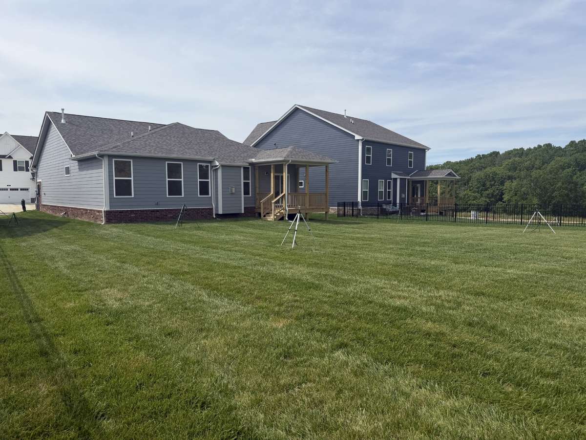 Large, level, and fully sodded backyard.
