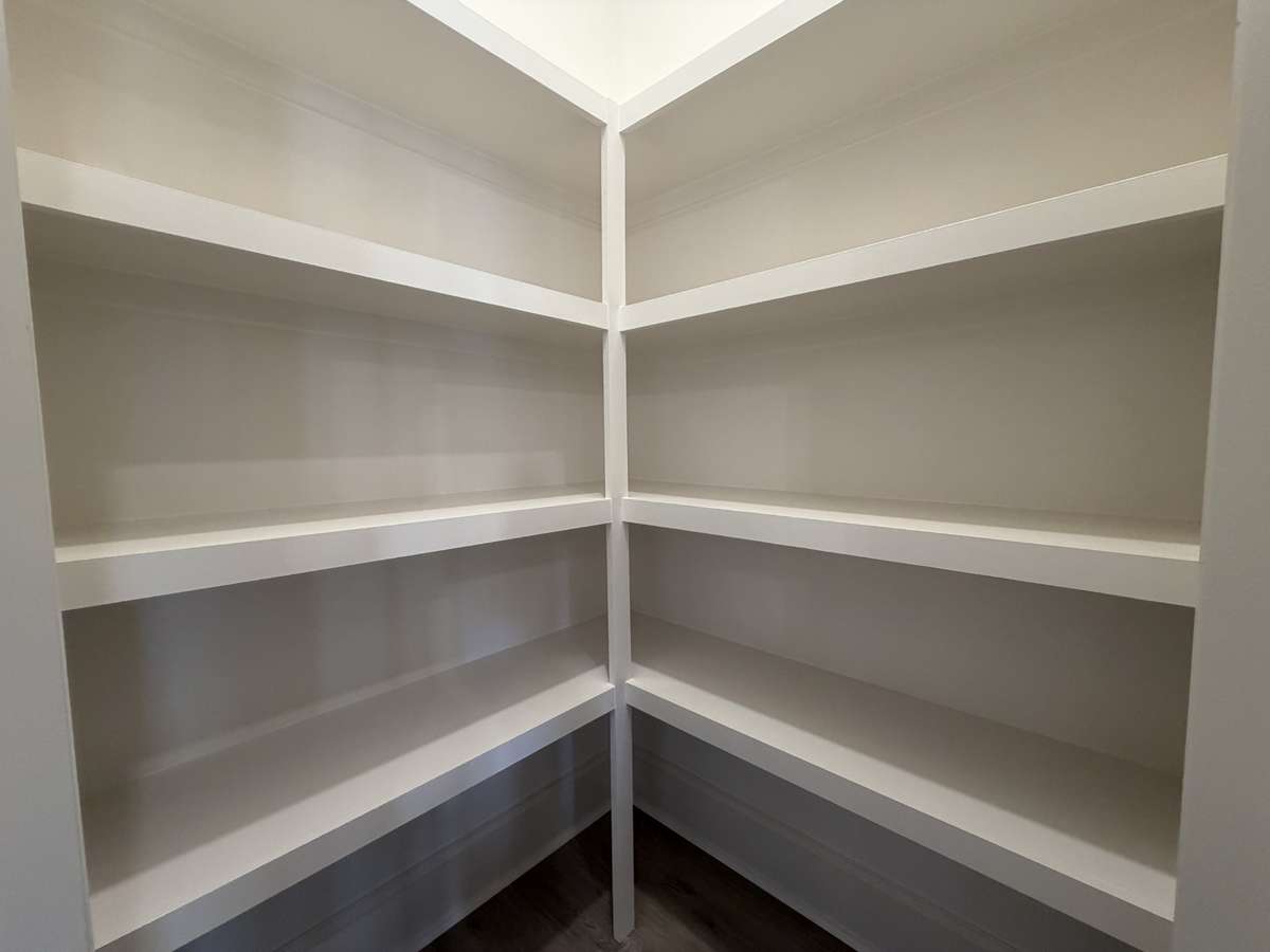 wood shelves in all closets!