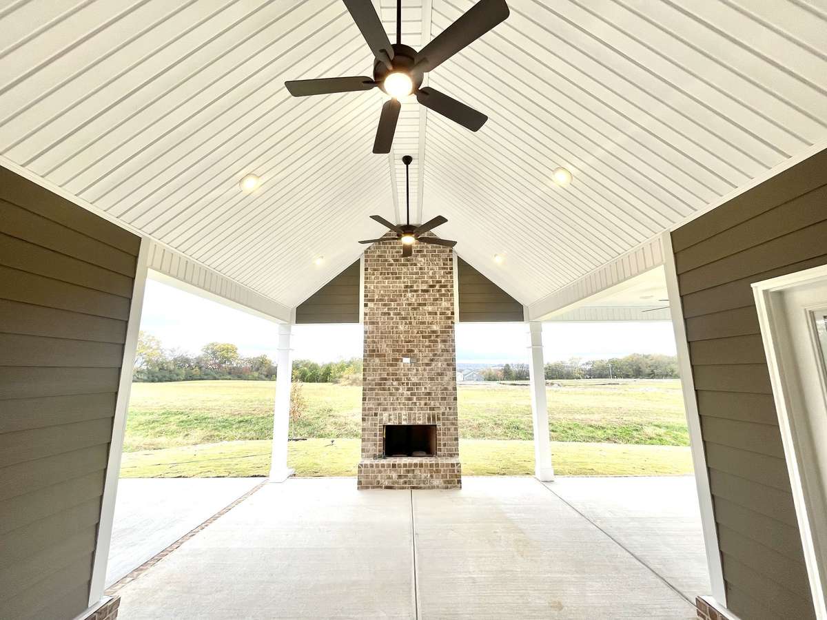 Impressive wood burning fireplace