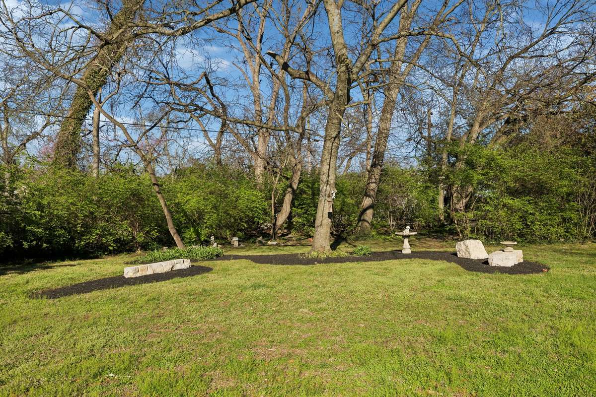 An oversized level lot with plenty of space for a pool