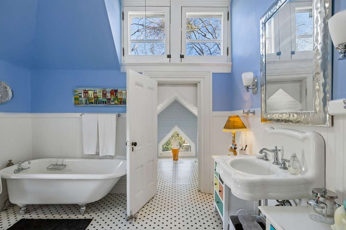 A secret room just beyond the full bathroom, where owners display various fun items for the neighborhood to enjoy.