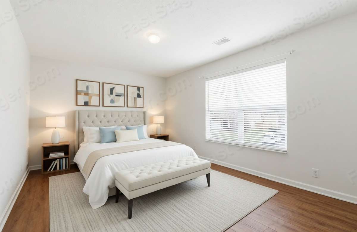 Guest room virtually staged.
