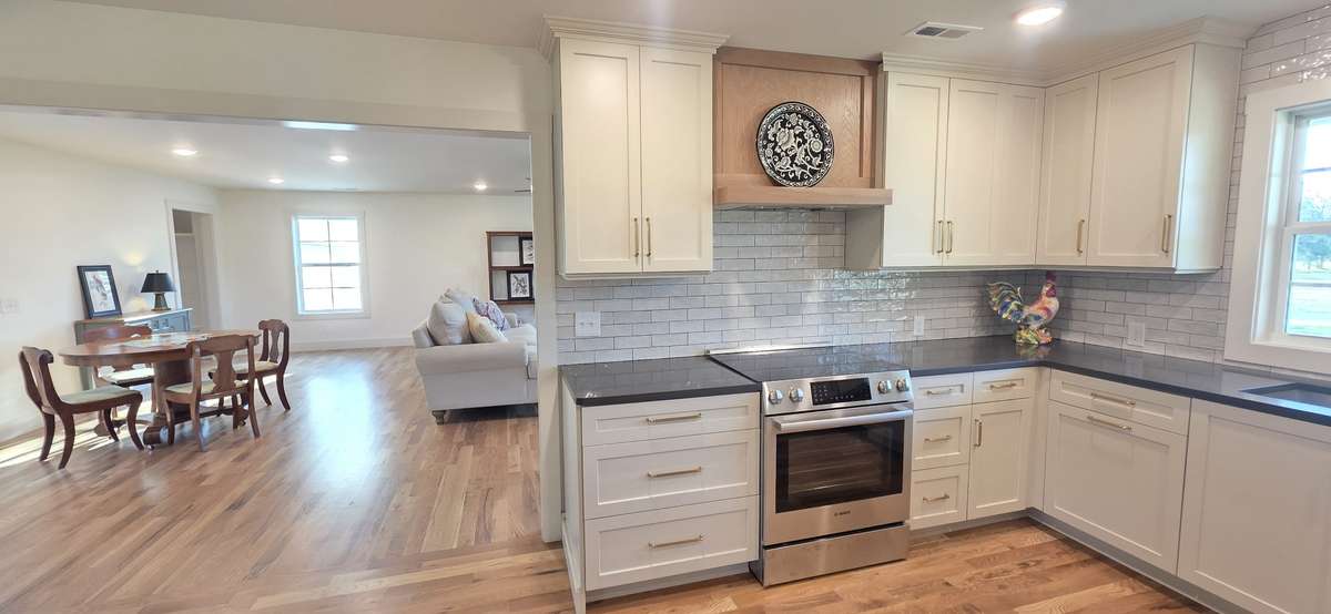 Kitchen view to living room