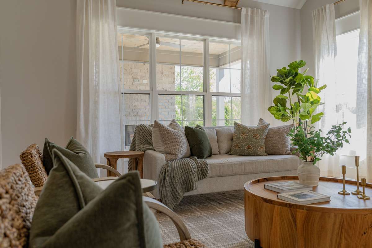 View from this window is of your Covered Patio with Wood-Burning Fireplace and the Pond