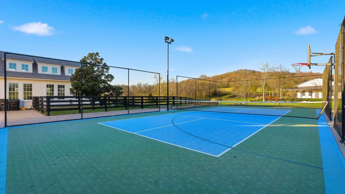 Lighted pickleball and basketball court