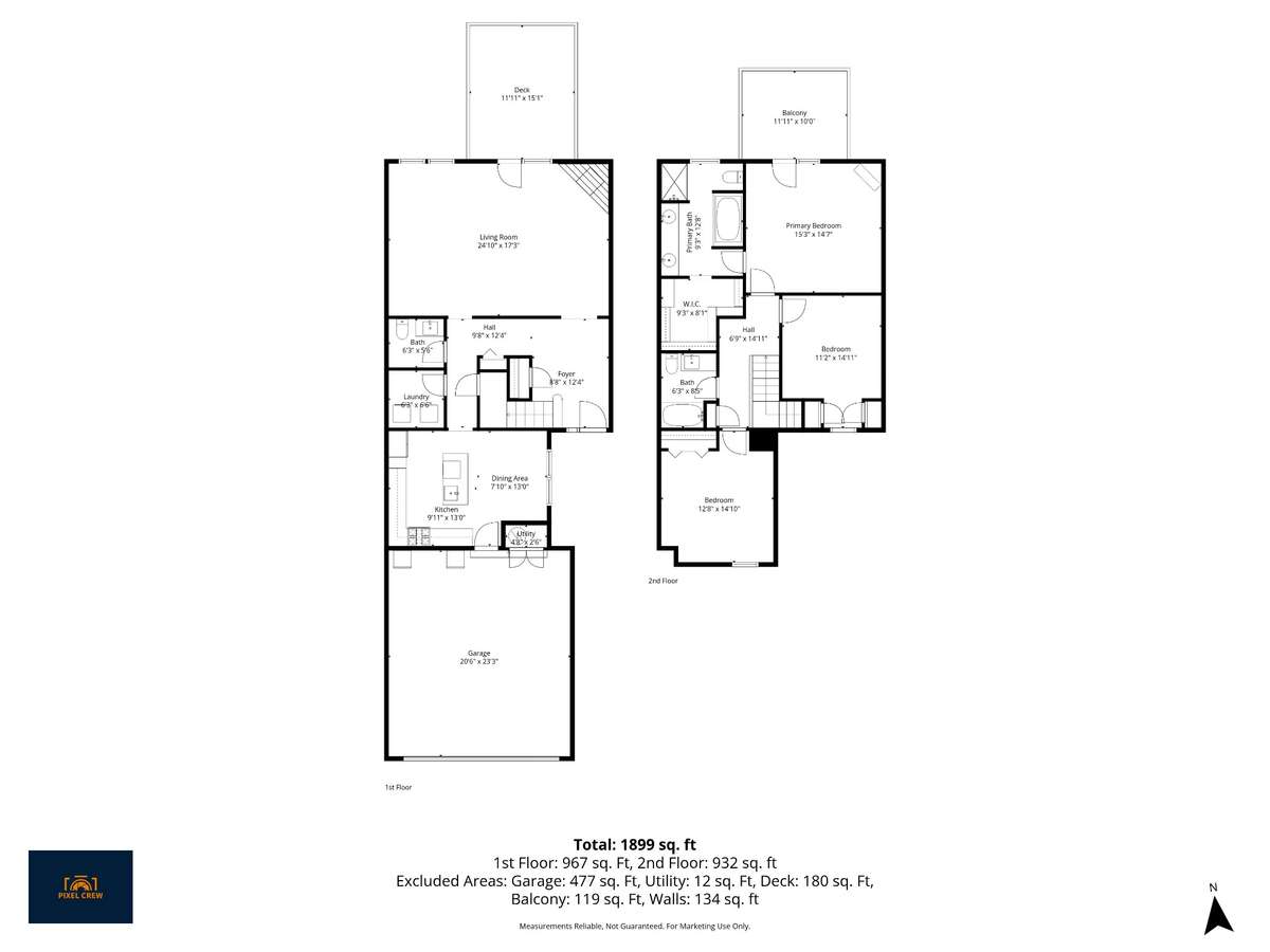 Floor plans of upstairs and downstairs.