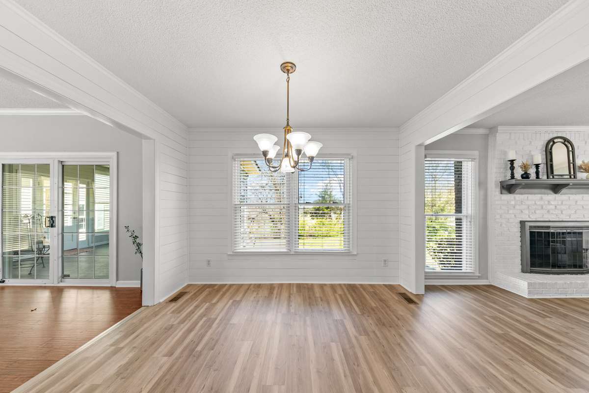Dining area with so much light