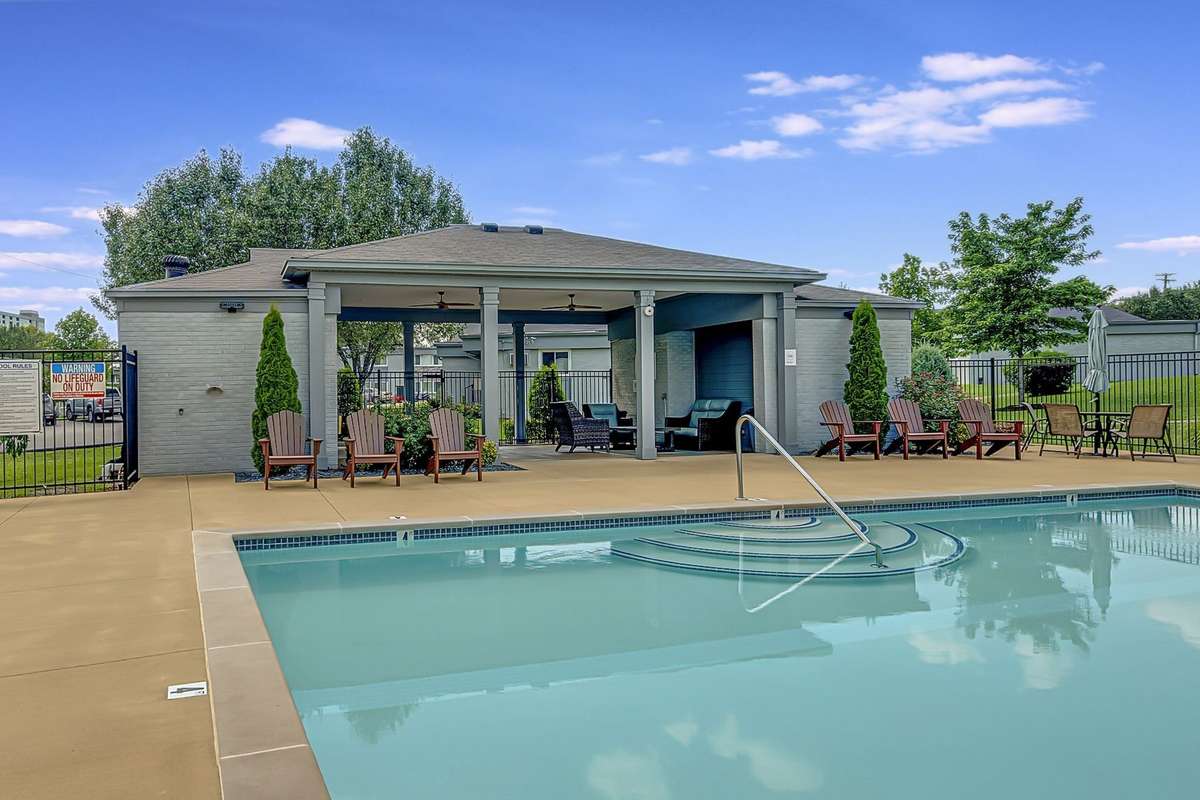 Community pool lounge area