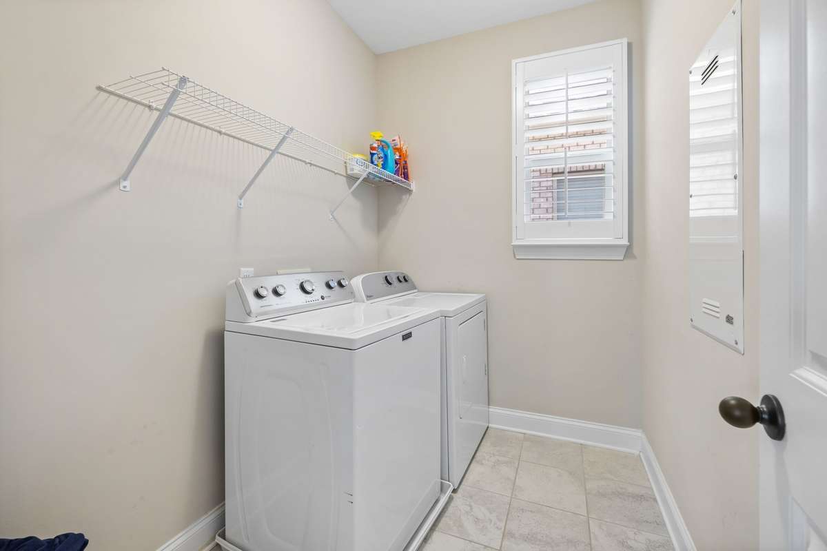 Upstairs washer and dryer, conveniently located upstairs near all of the bedrooms.