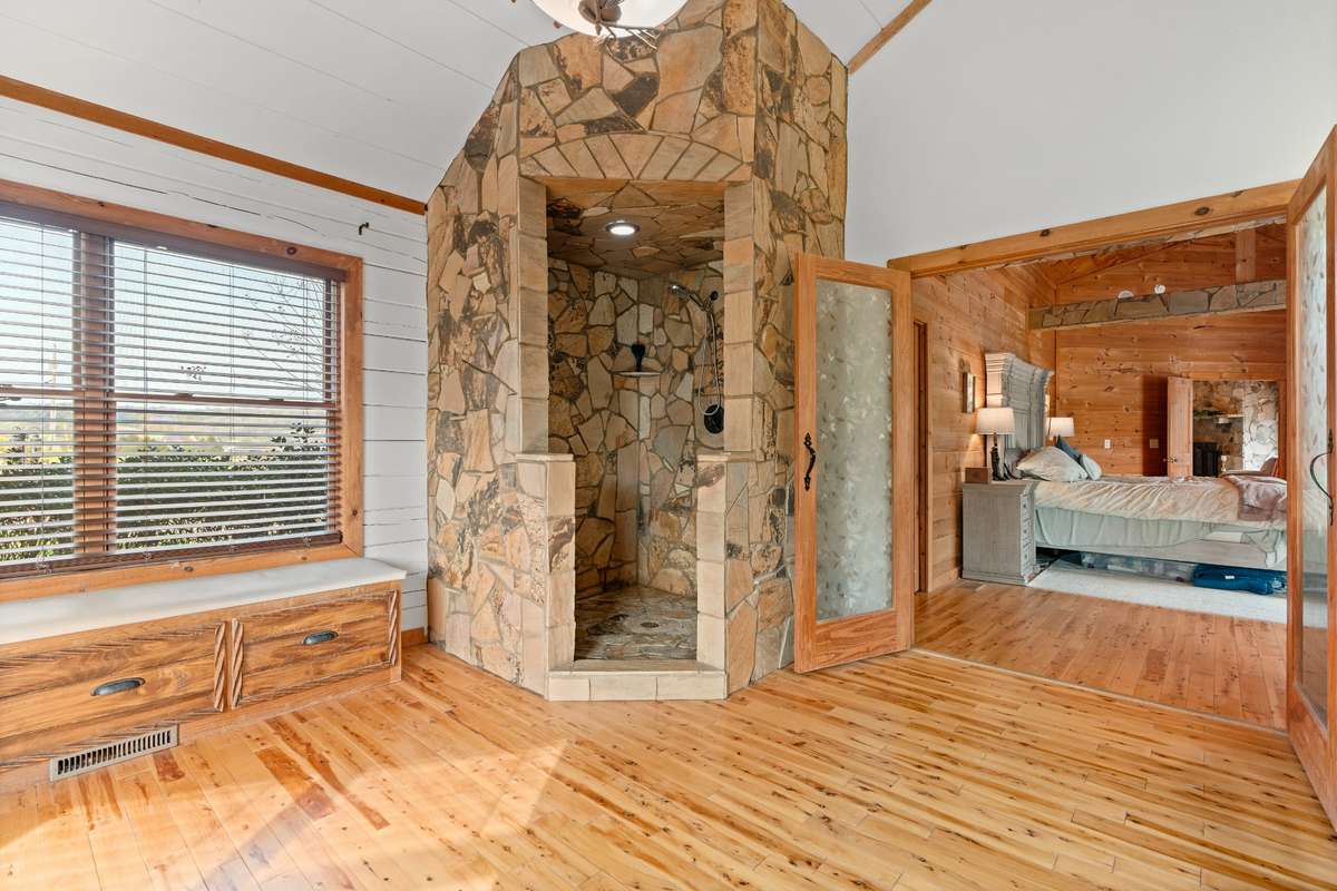 Walk in shower to enjoy after a day on the land.