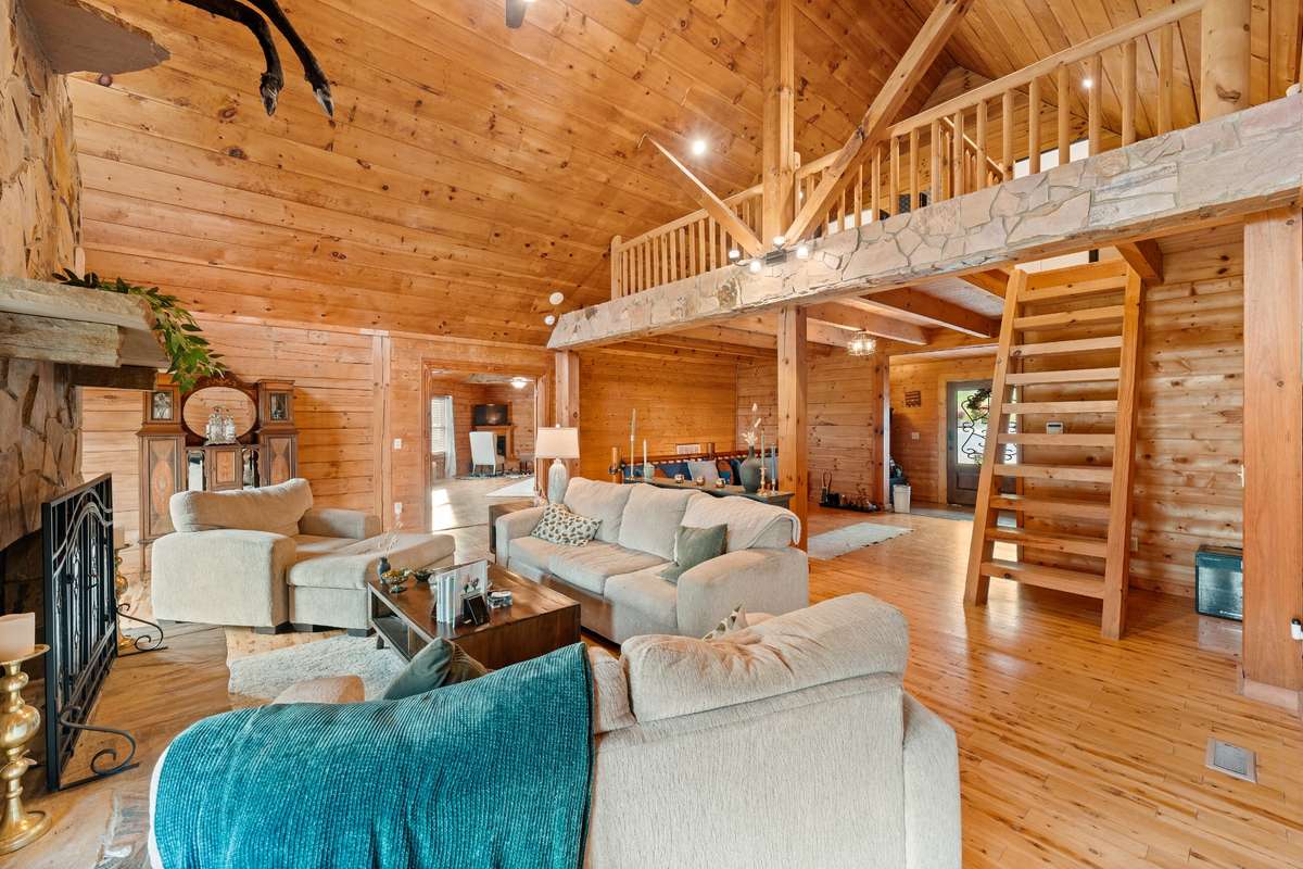 Separate loft area with a fun ladder entry overlooks the living area.