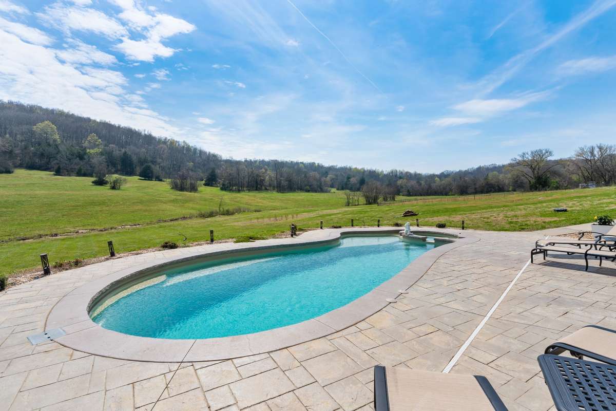 Pause in the pool while seeing sheep, turkey and deer all appear.