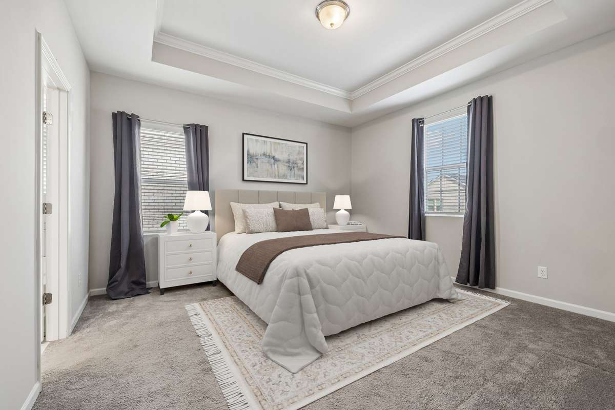 Virtually staged primary bedroom