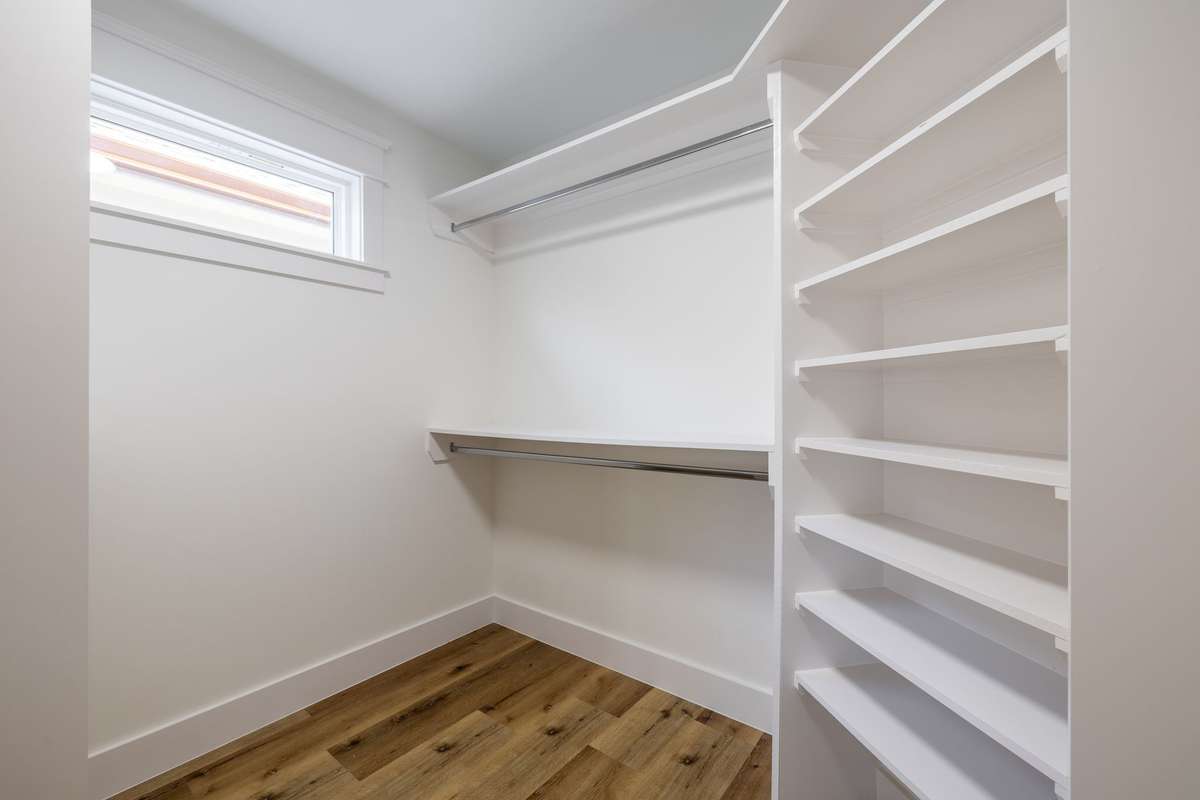 So many storage options in the primary closet.