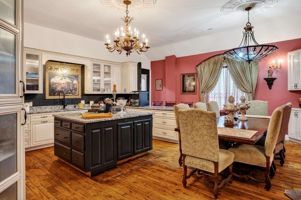 The owner traveled the countryside near and far to make this home special. The kitchen/dining area measures 19 x 22.