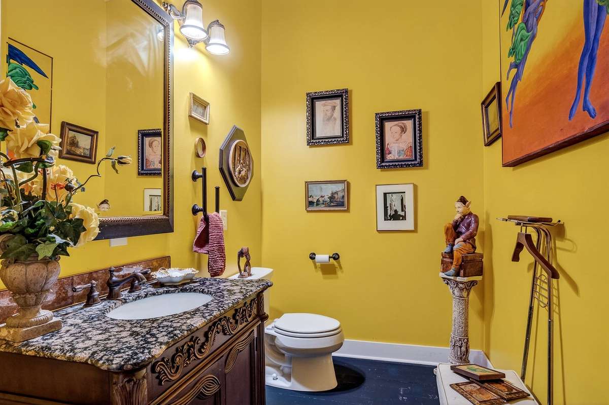 This guest powder room comes off the great room