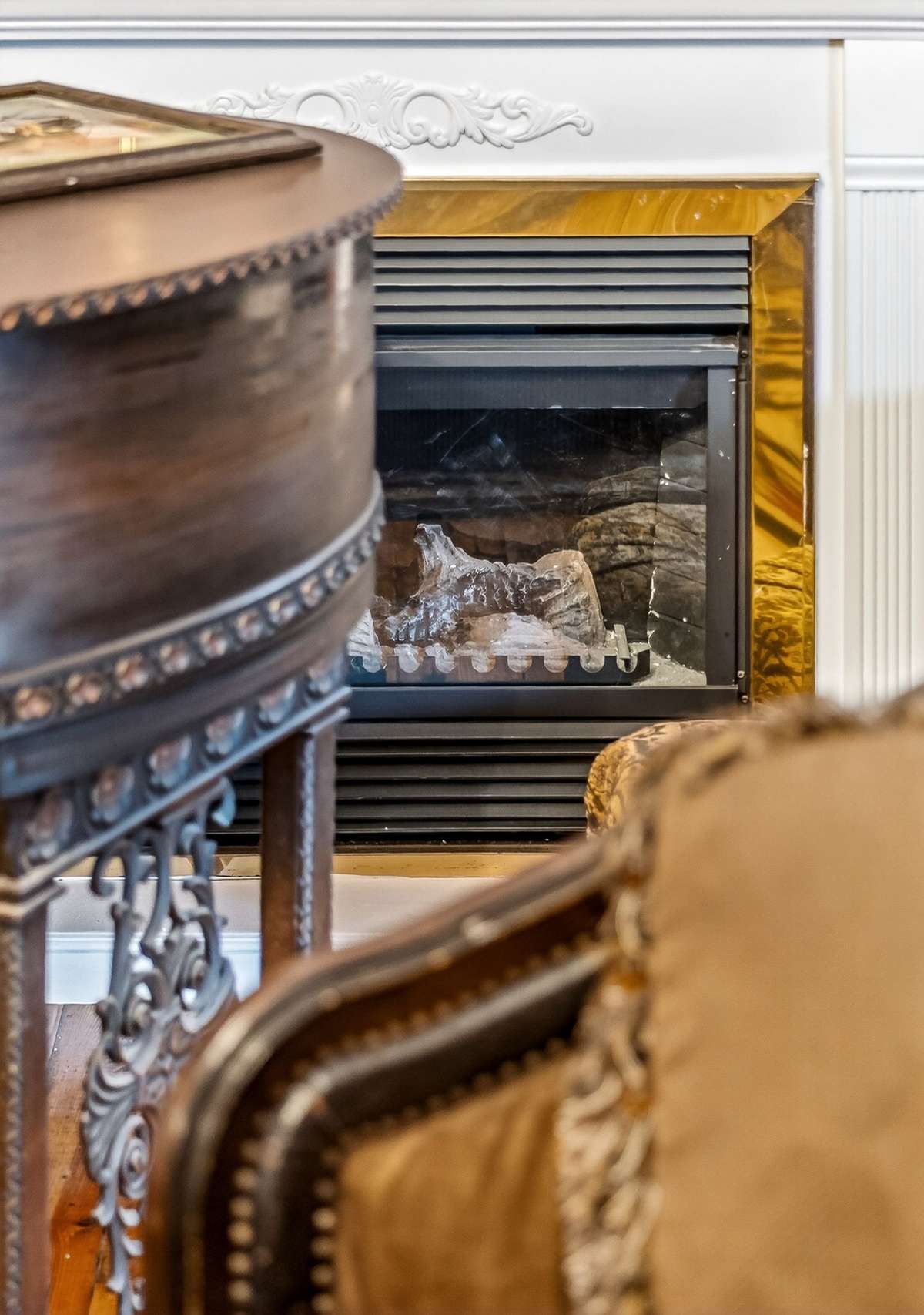 Cozy up to the warmth of this electric fireplace.