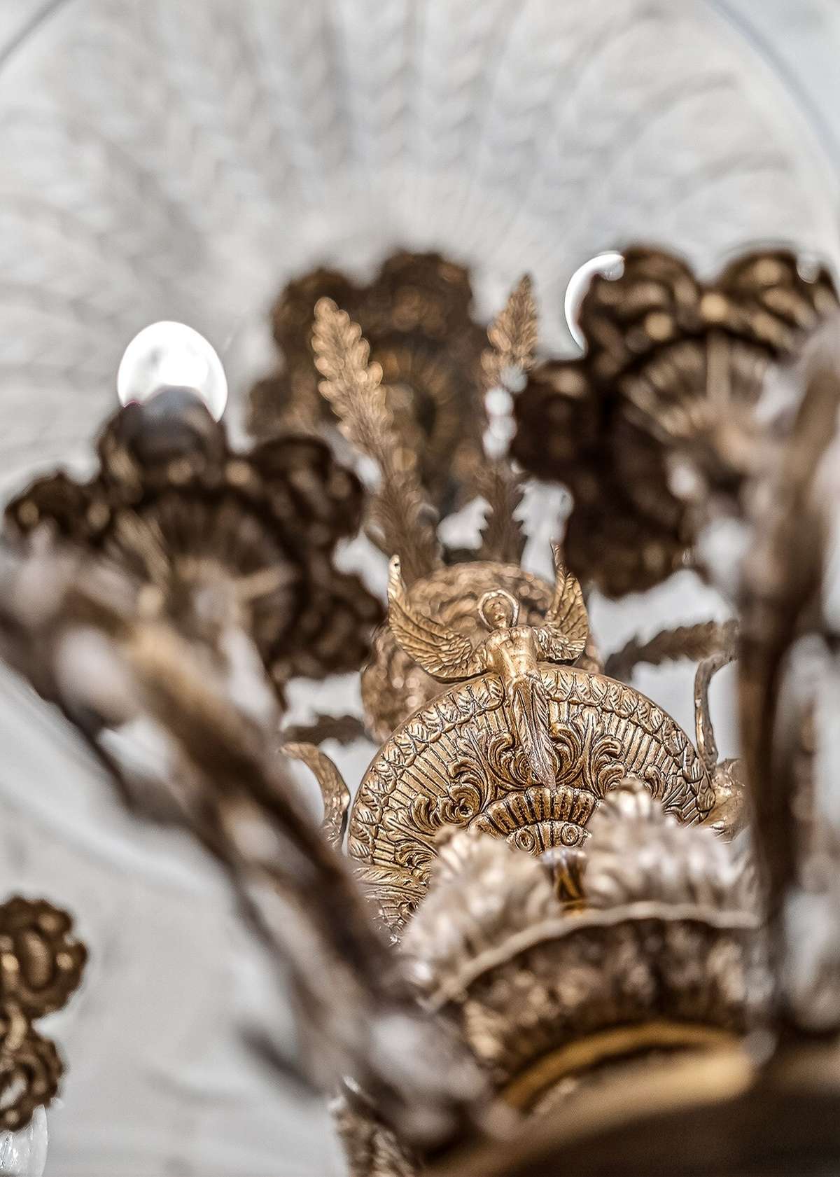 Beautiful details on all antiques chandeliers.