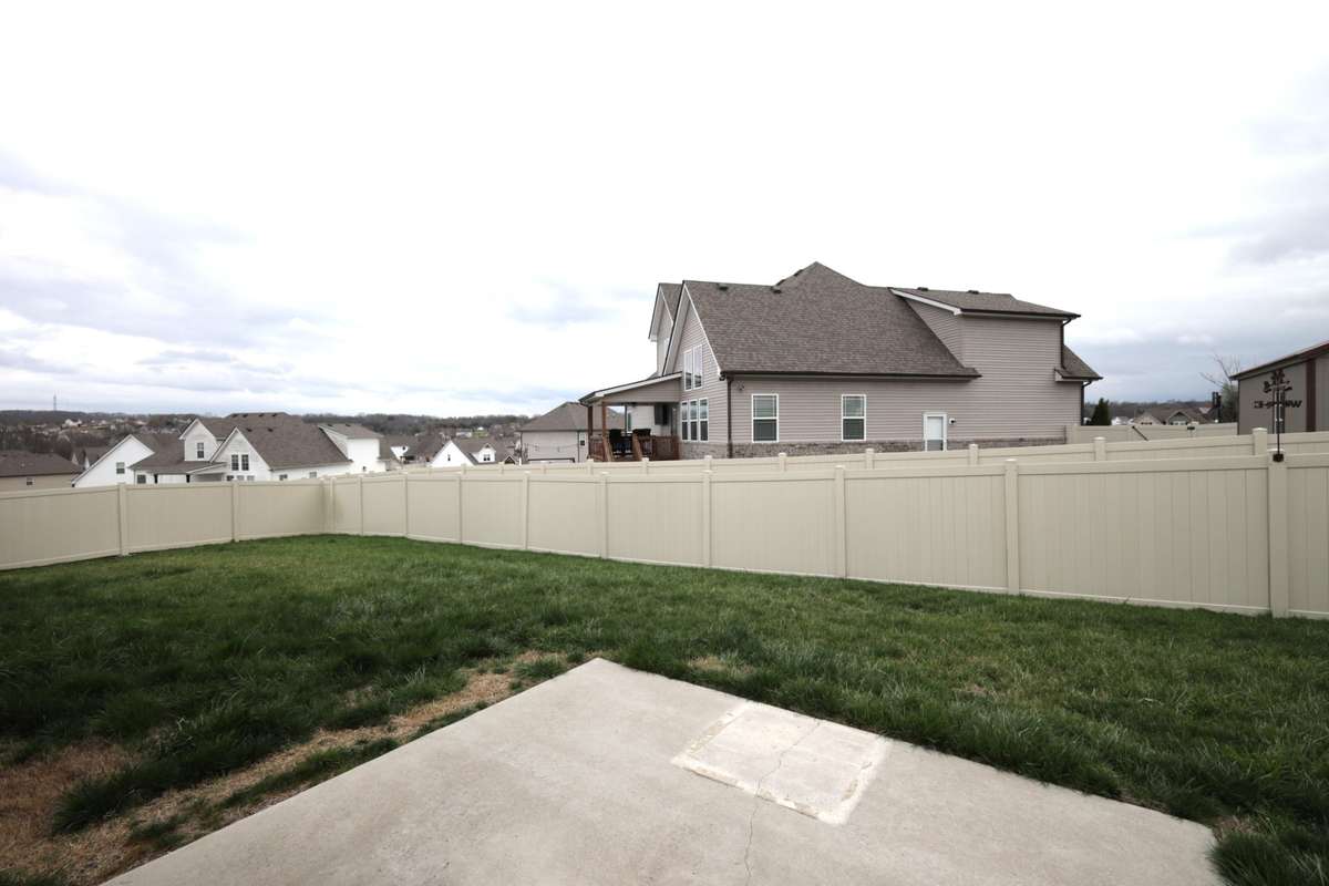 Fenced backyard.