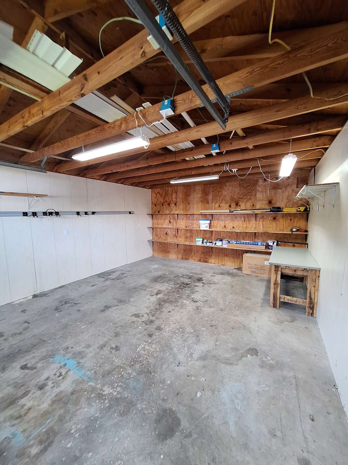 Inside the Detached Shop with the LED lights on!!