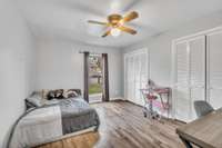 The second bedroom also has laminate flooring.