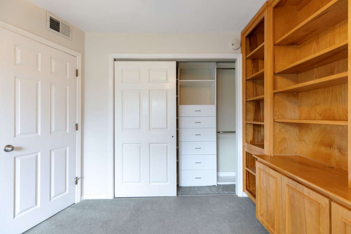 Custom closet drawers and shelving.