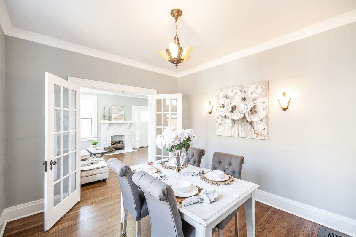 The original French doors add charm and elegance to this space.
