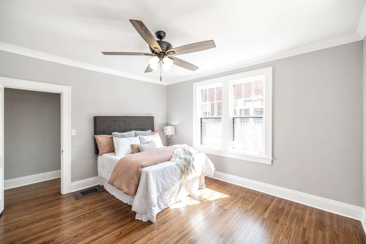 Neutral wall colors and classic trim work make this room easy to personalize while maintaining its historic charm.
