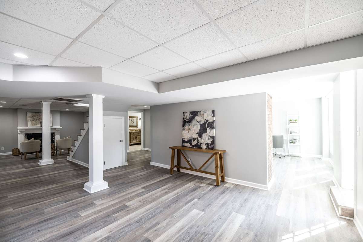 Here you can see how the walk out basement offers different areas to use for multipurpose spaces.