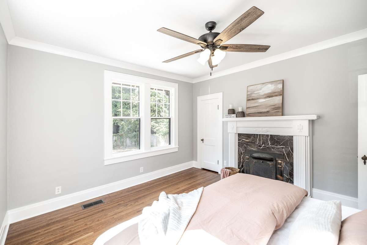 Conveniently located next to the main level bathroom, making it perfect for a guest room or main-level primary option.