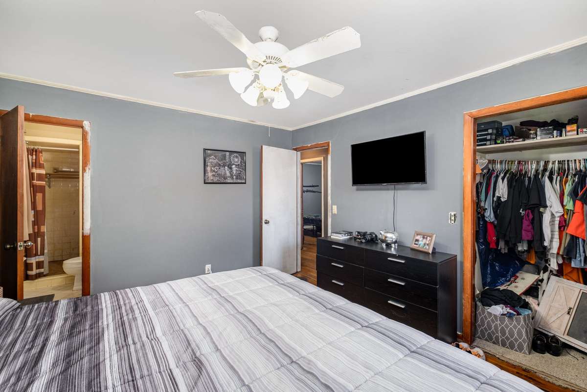 Primary bedroom and bathroom