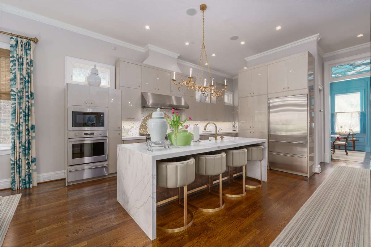 Perfect for entertaining this amazing kitchen, with 60 inch Wolf gas stove, is perfect for the gourmet in your family.