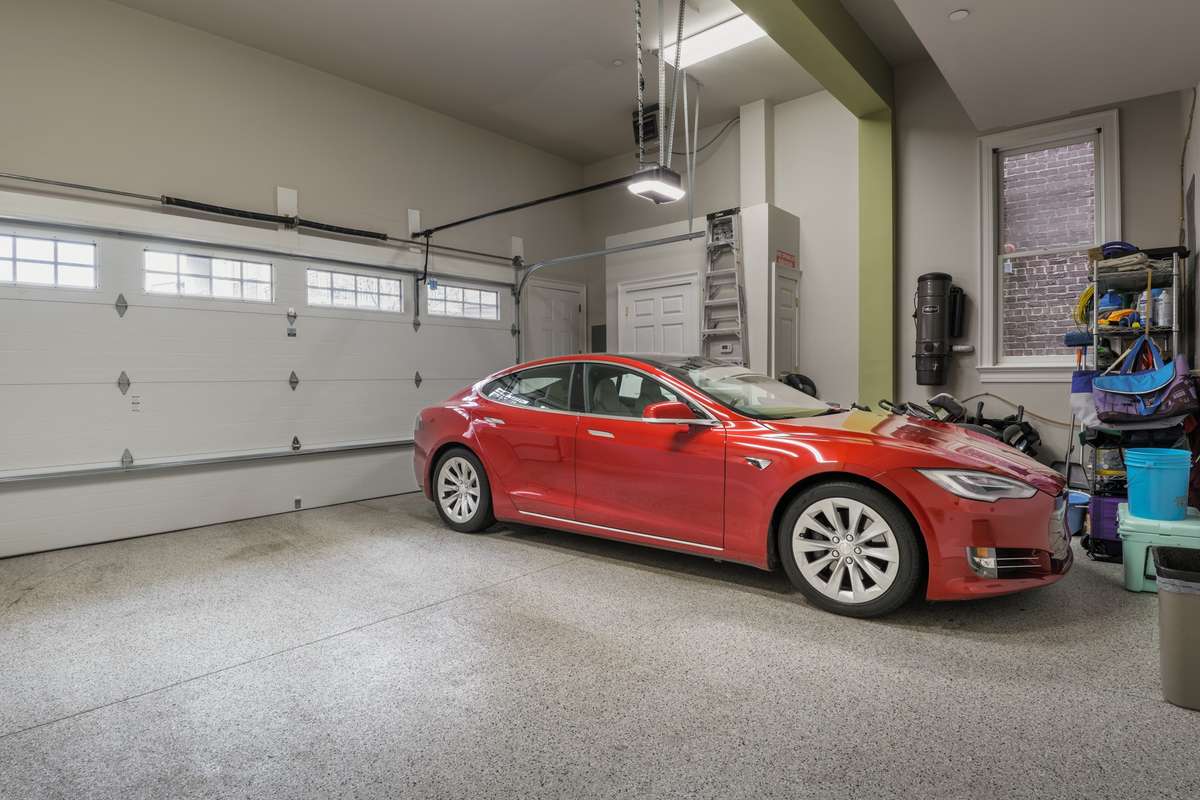 Spacious two car garage.