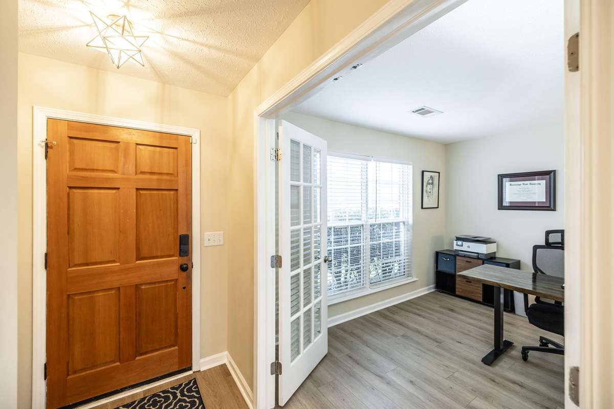The dedicated office has french doors and is located at the front of the home!