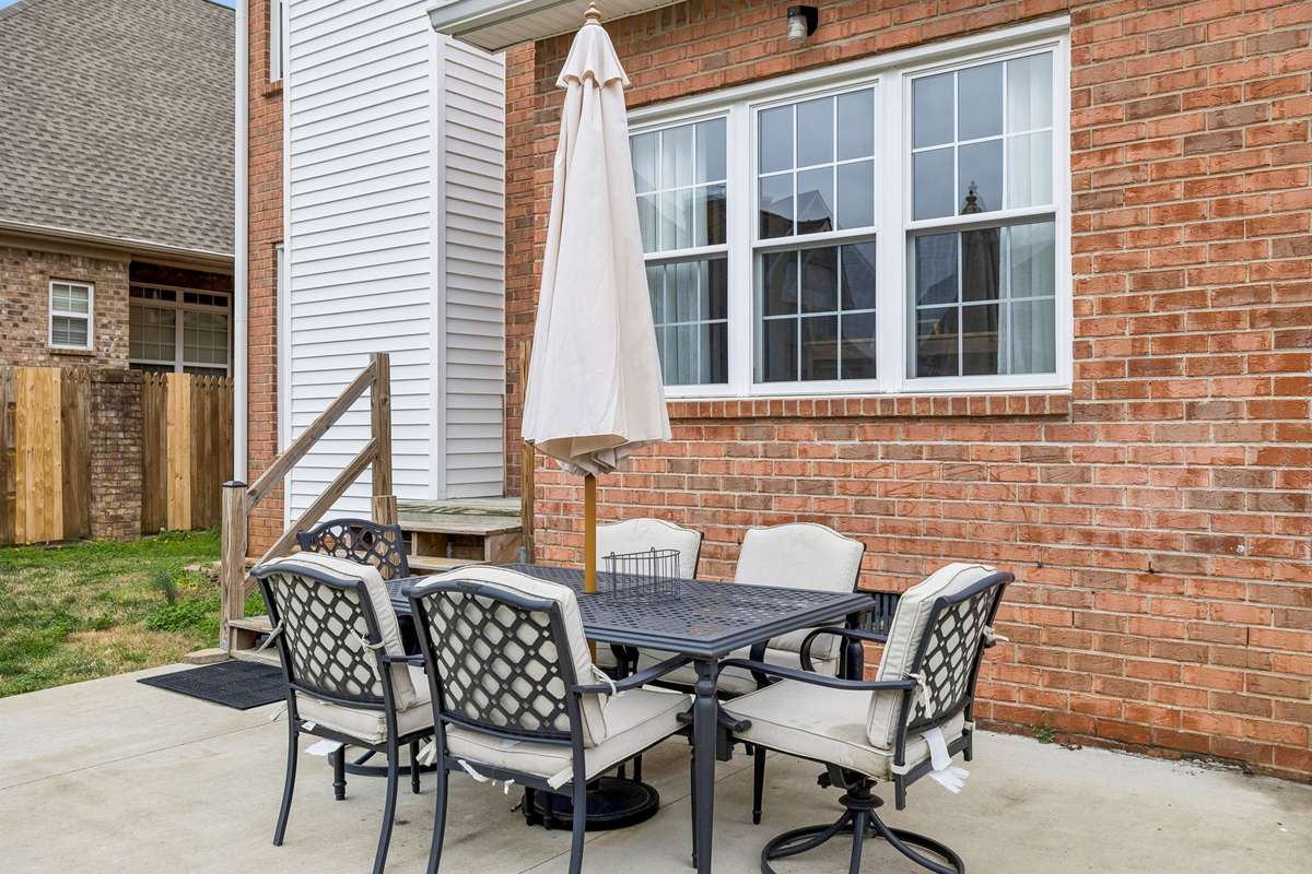 Private backyard patio with space for outdoor dining, grilling, and relaxing.

Spacious concrete patio just off the home, offering the perfect spot for outdoor dining, grilling, and entertaining! 1407 Ottawa Place, Murfreesboro, TN 37129