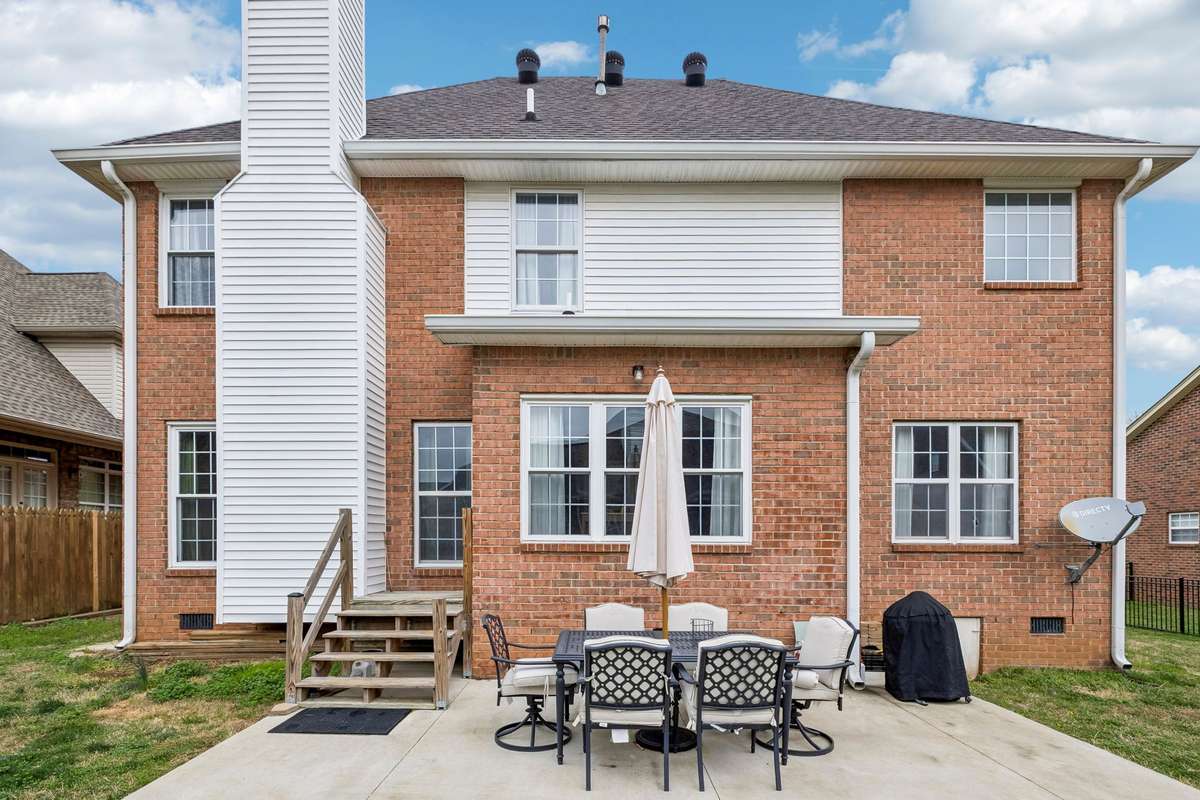 Private backyard patio with space for outdoor dining, grilling, and relaxing! 1407 Ottawa Place, Murfreesboro, TN 37129