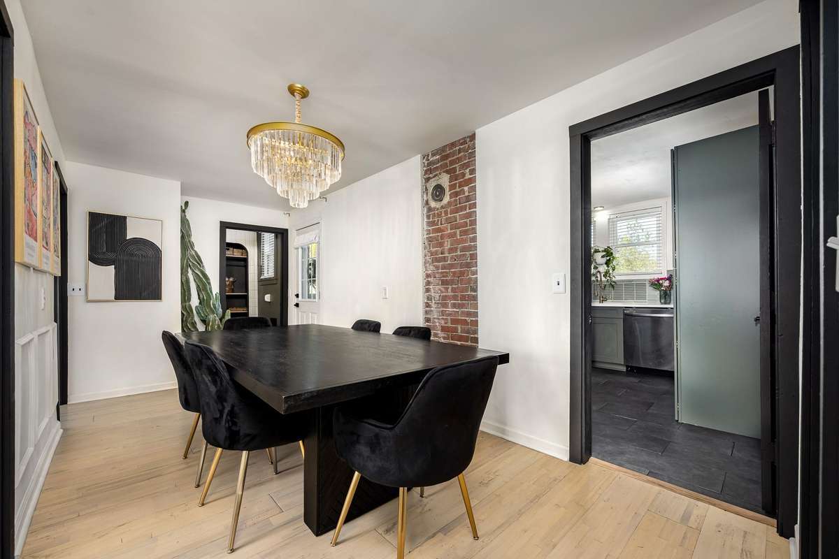 The dining room area.