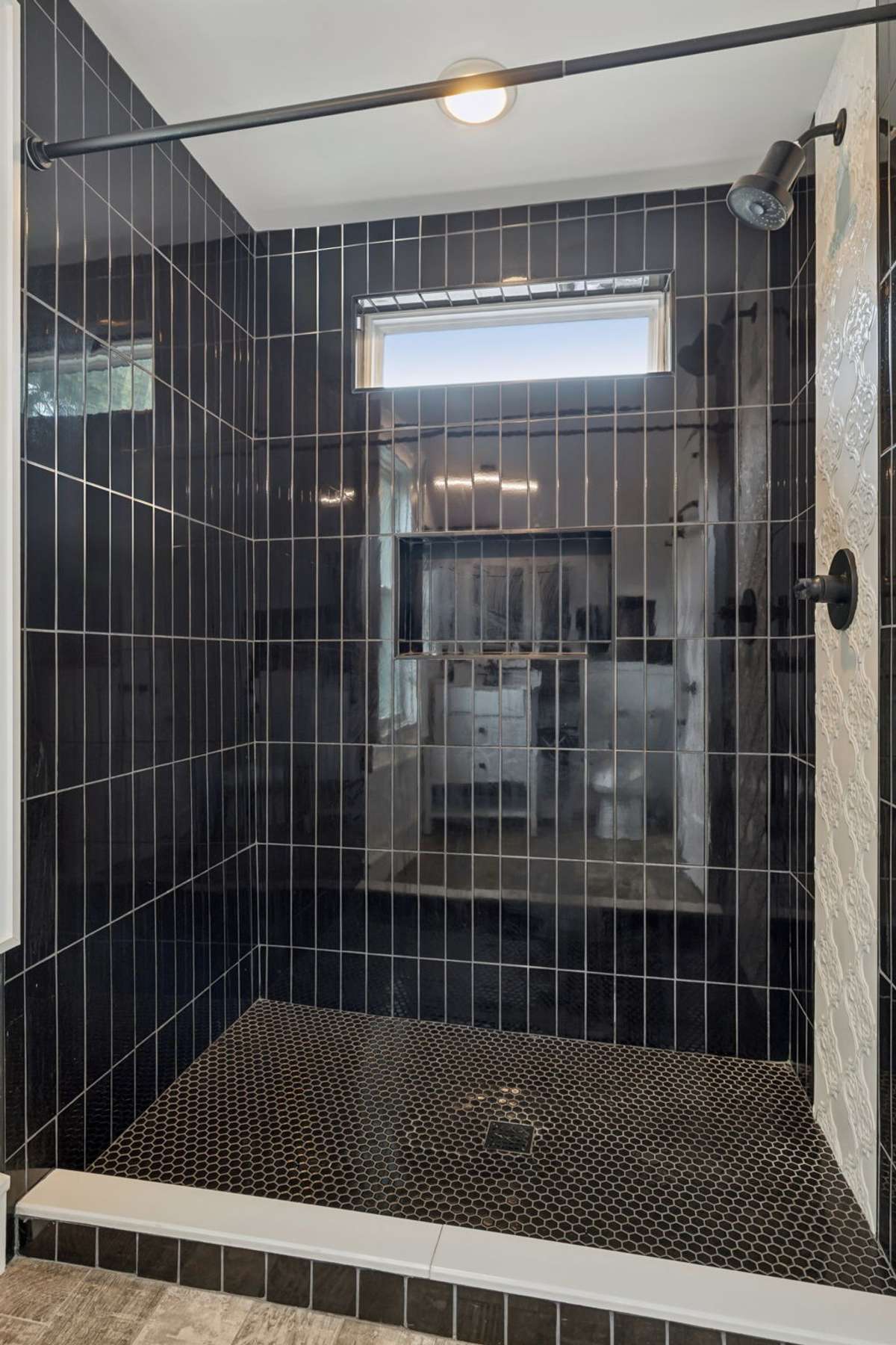 Large walk-in shower.