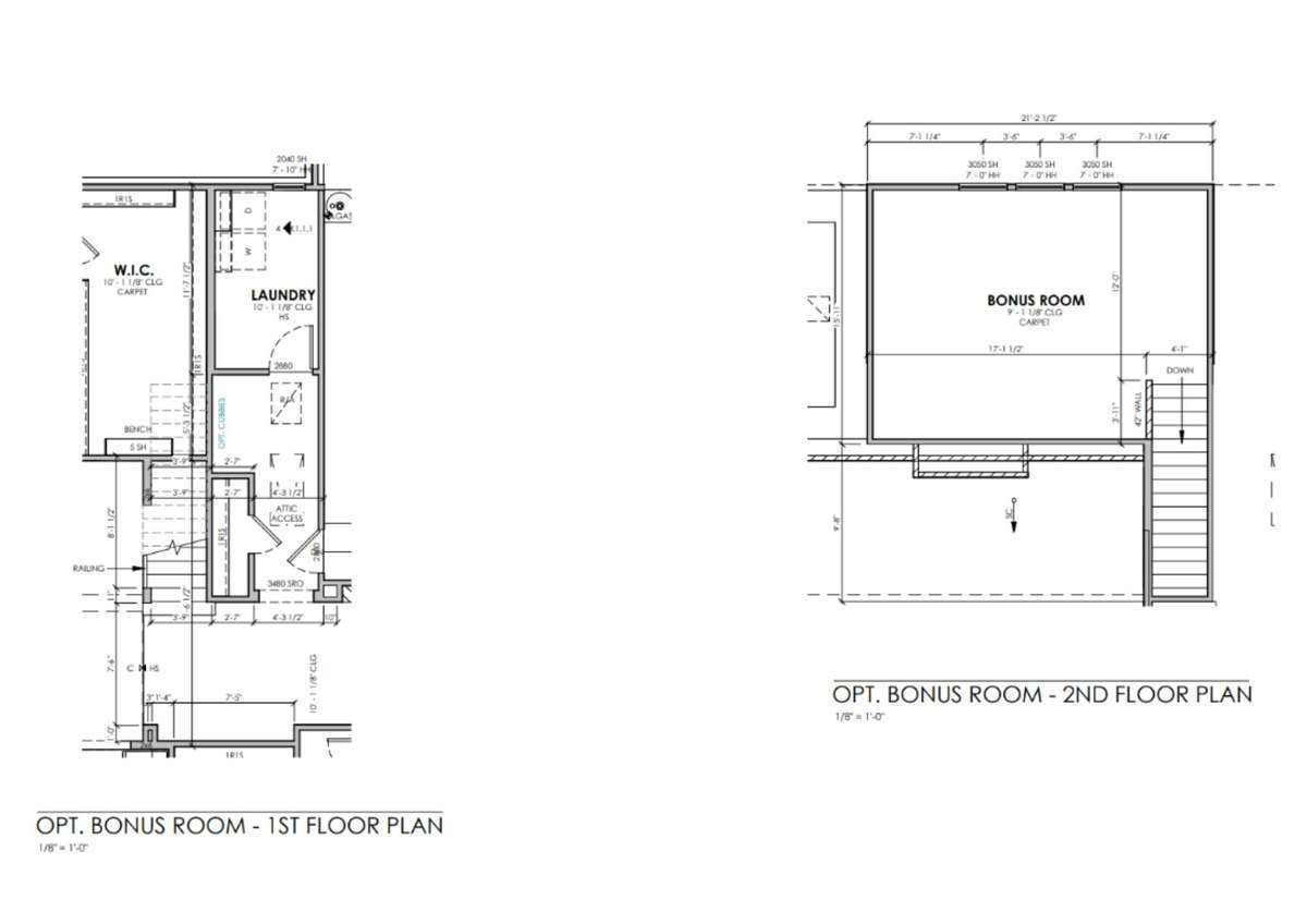 Floor Plan showing structural upgrade option adding a Bonus Room in the Burgess Plan