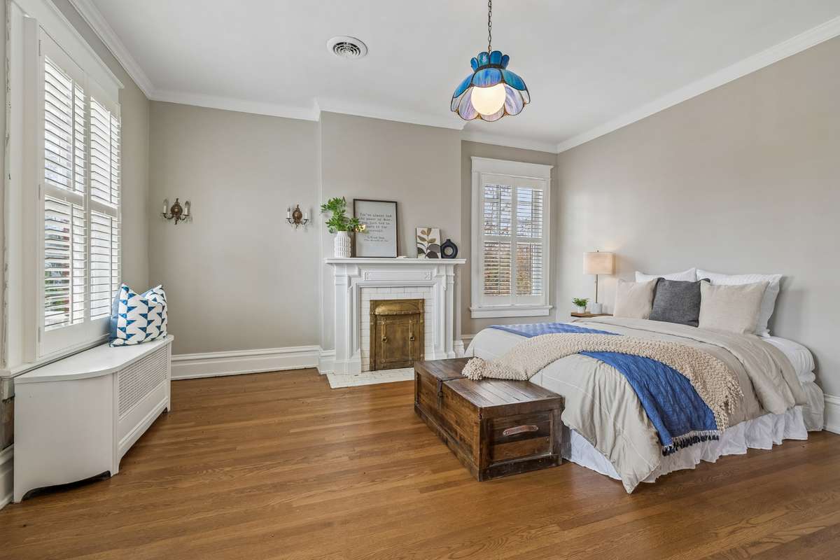 Back Top Left Bedroom with Fireplace adjoins "Pink" Bathroom