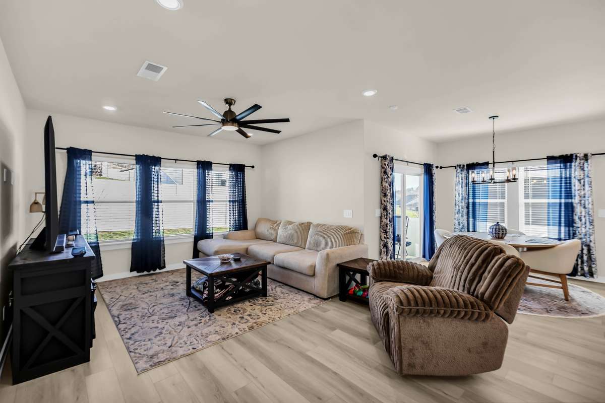 This comfy couch and loveseat can stay here upon request