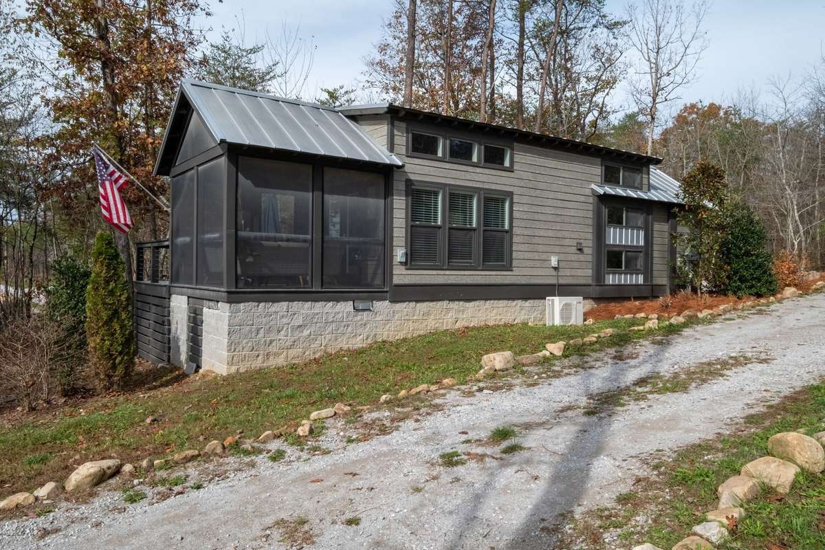 View of the side of the house as you come up the driveway