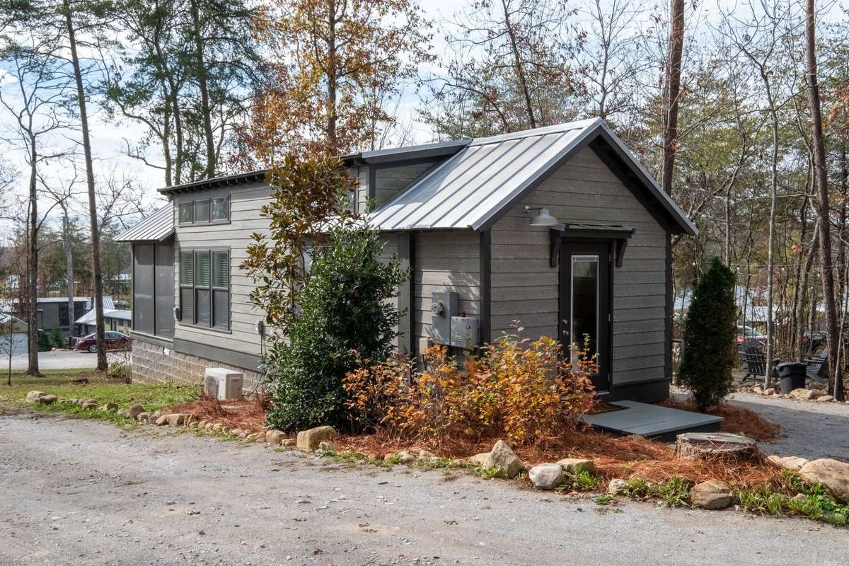 Another view of the side and back of the house showing the proximity to the lake across the street