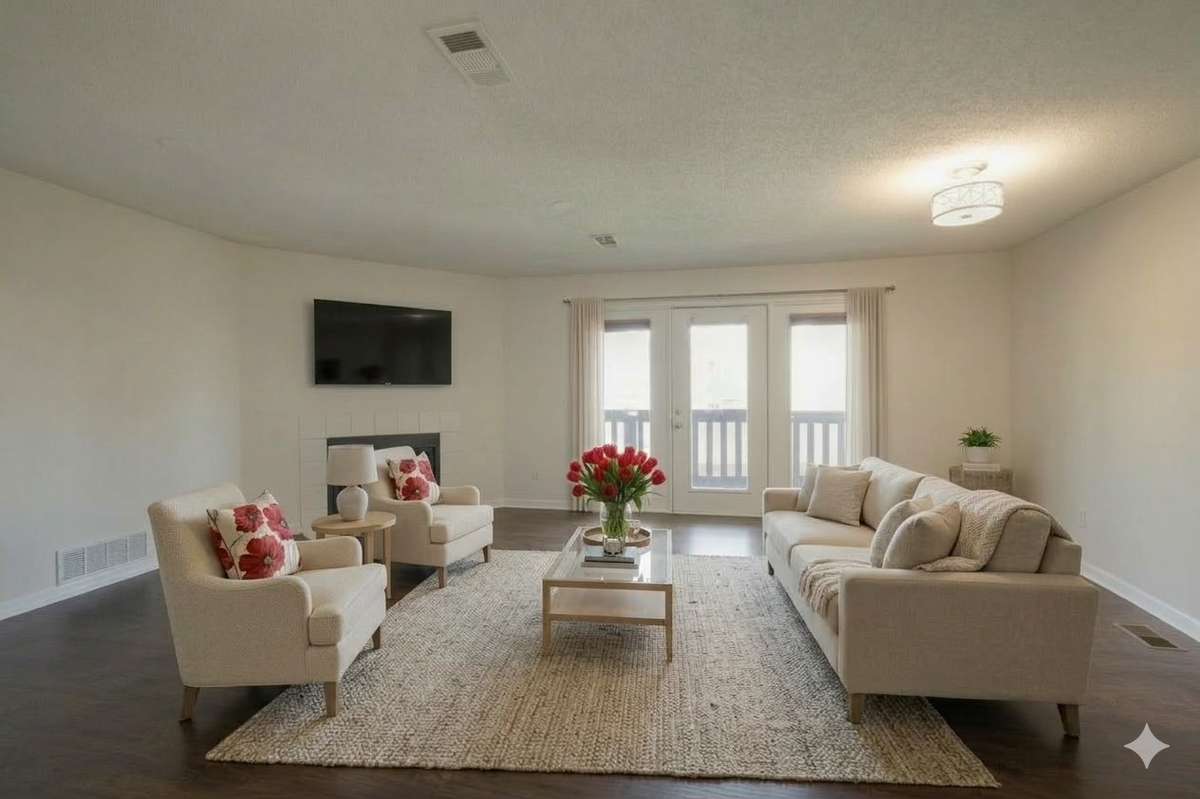 Virtually staged living room