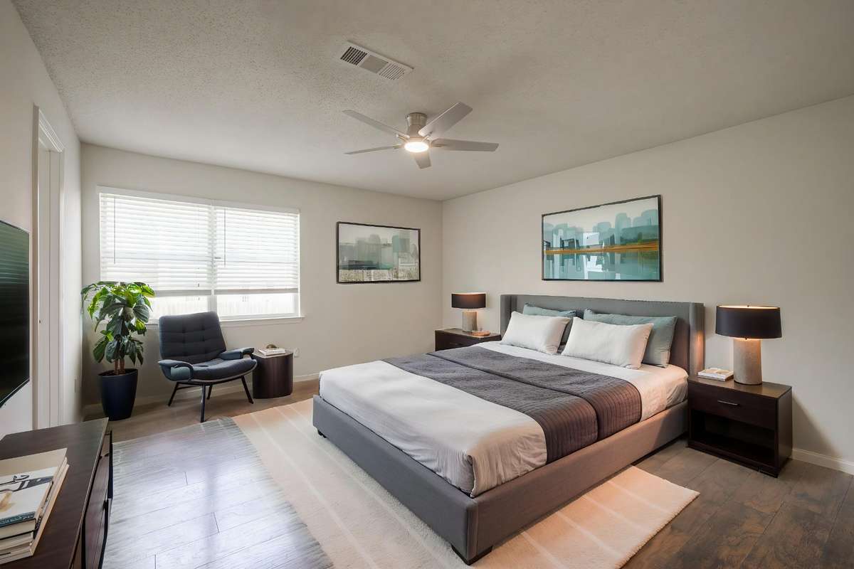Virtually staged primary. bedroom
