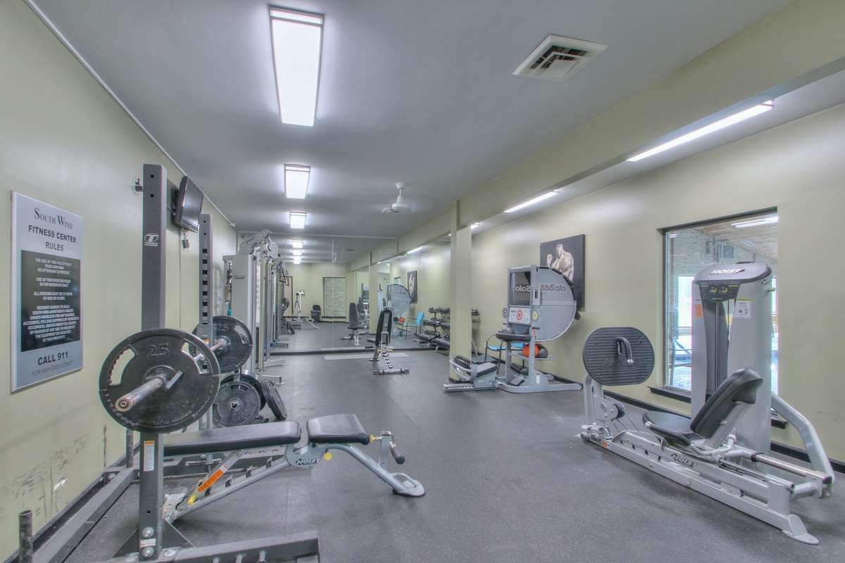 Fully stocked weight room.